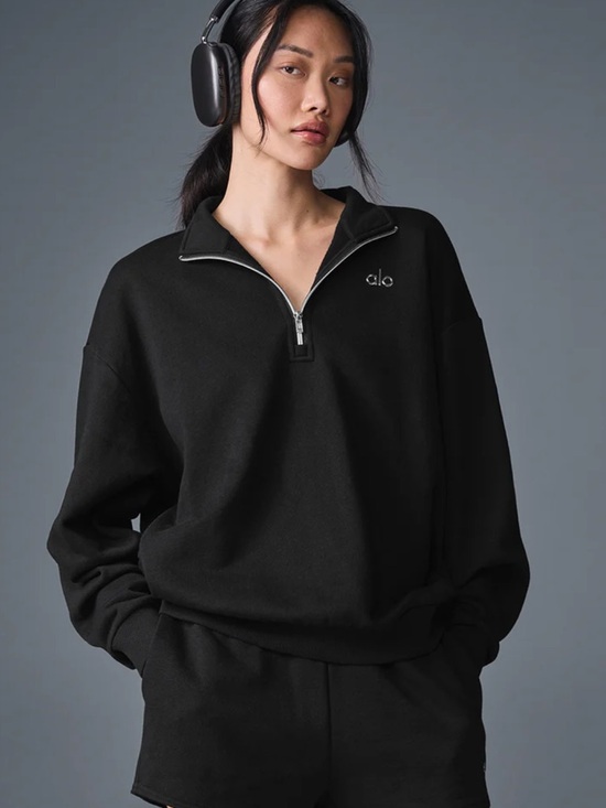 ALO Yoga Tops - Alo Yoga Women’s Black Accolade 1/4 Zip Pullover Crewneck Sweatshirt Large